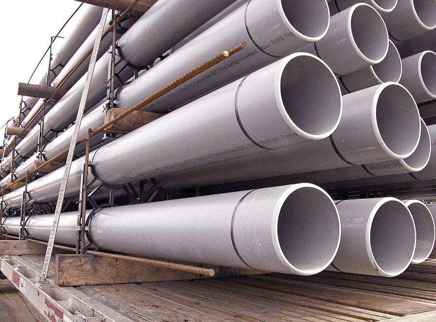 A rebar duct bank sits awaiting installation.